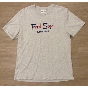 Fred Segal Malibu Tee Shirt M Gray Cotton Graphic Tee Streetwear Y2K